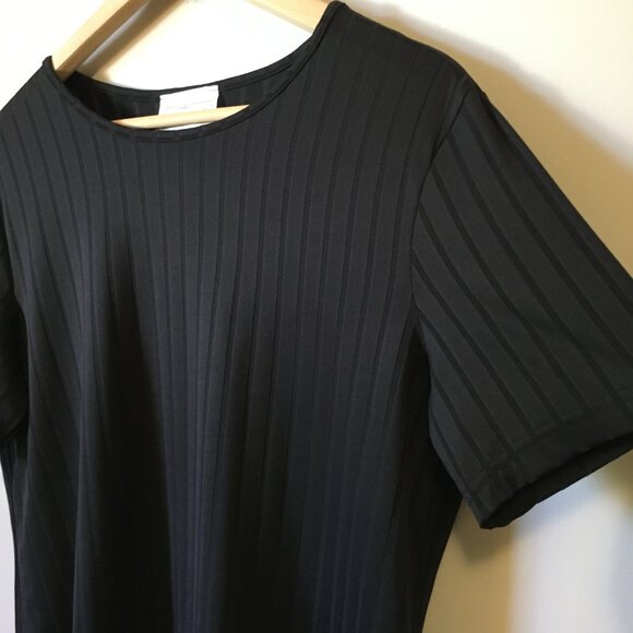 Vintage Tradition Canadian Made Black Stretchy Ribbed Referee T-Shirt - Picture 5 of 14